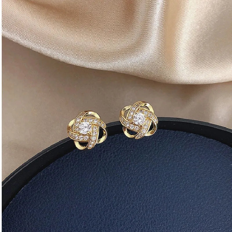 Light Luxury Zircon Stud Earrings Simple Cross