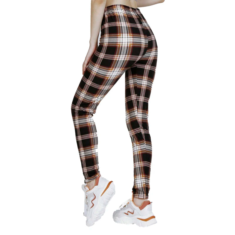 Card White Checkered WOMEN'S Sports and Fitness Leggings