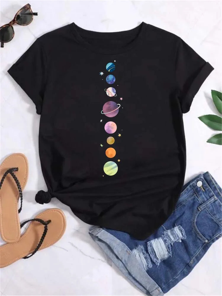 Moon Planet Print Tee Shirt