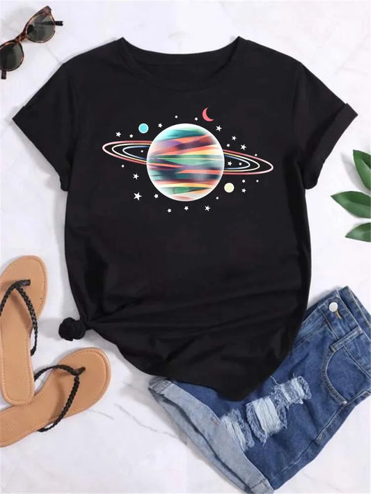 Moon Planet Print Tee Shirt