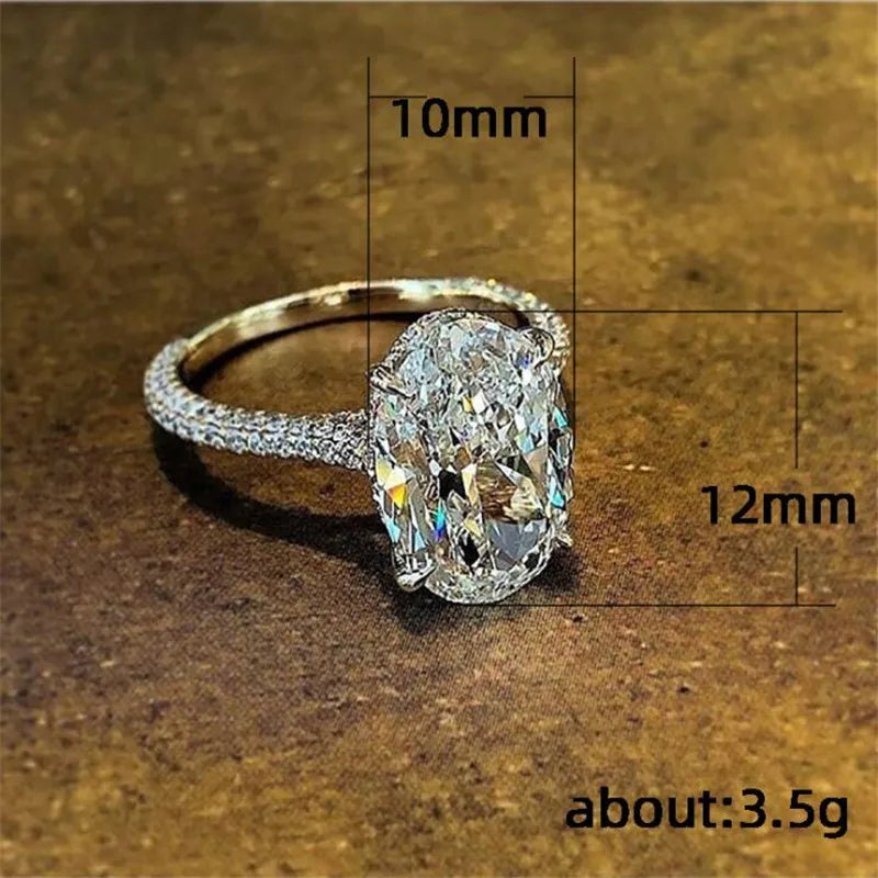 Choucong New Arrival Sparkling Luxury Jewelry 925 Sterling Silver Large Oval Cut Big White Topaz CZ Diamond Women Wedding  Ring