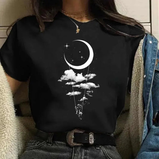 Women T Shirt Moon Girl