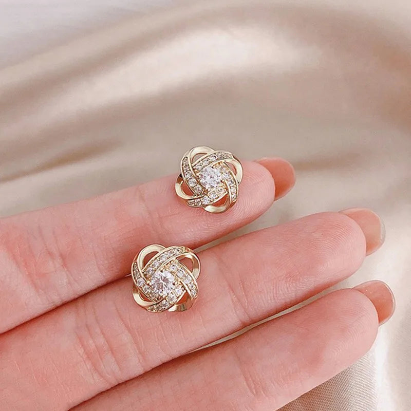 Light Luxury Zircon Stud Earrings Simple Cross