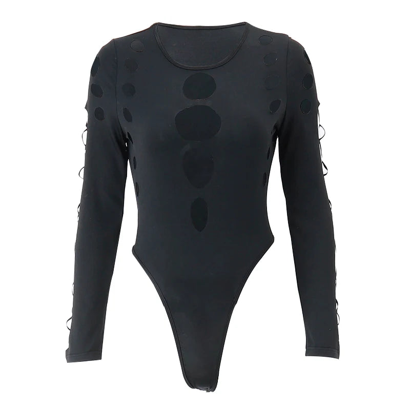 Sexy Dot Hollow Out Bodysuit