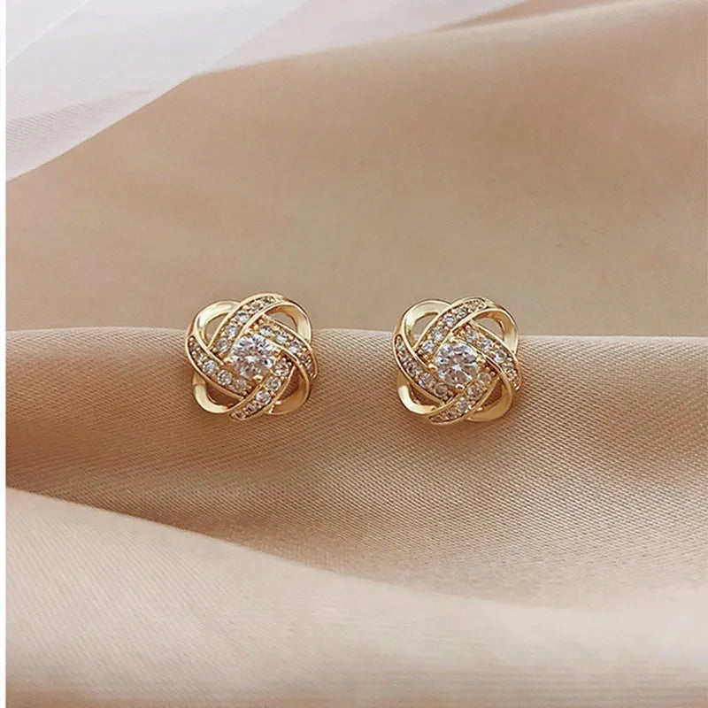 Light Luxury Zircon Stud Earrings Simple Cross