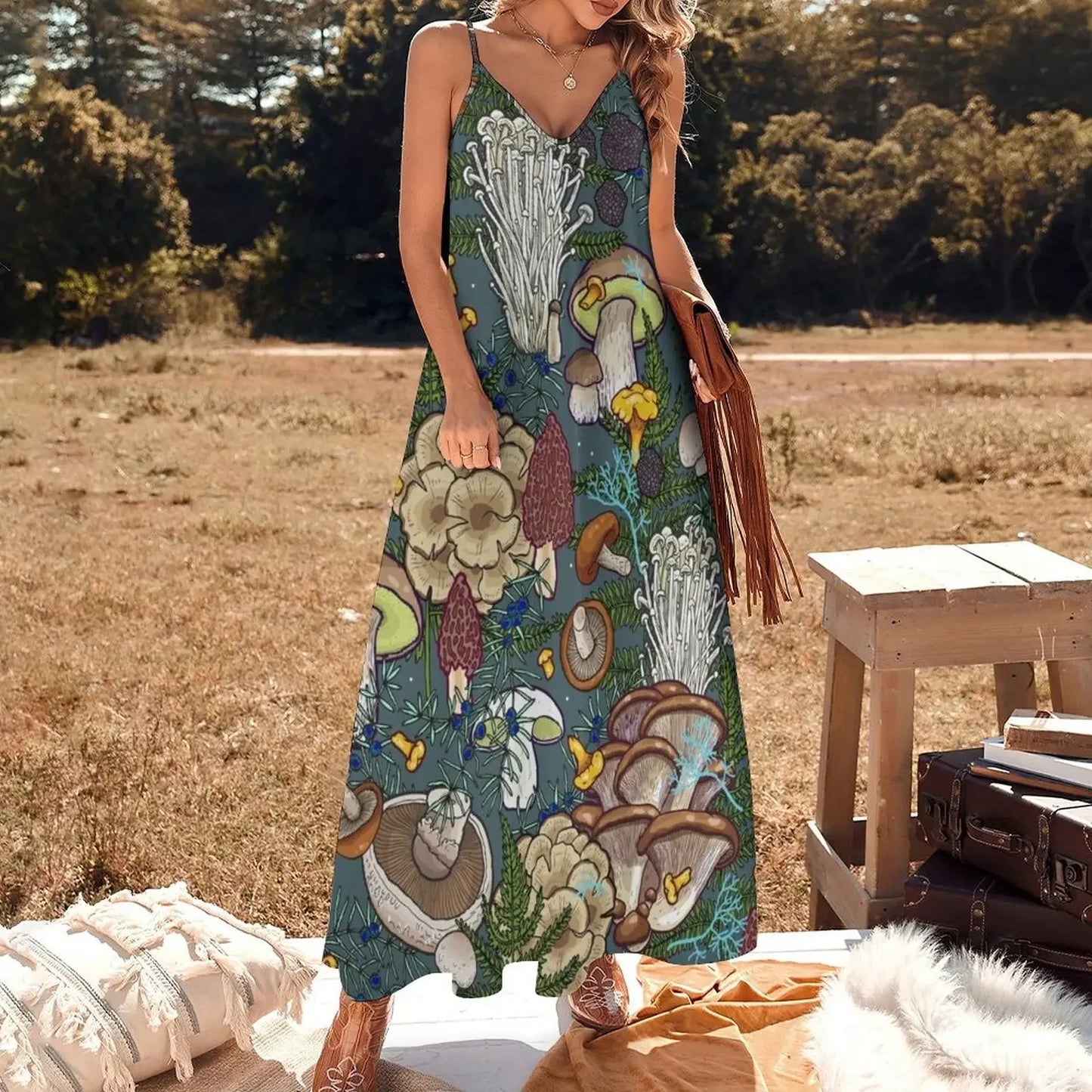 mushroom forest Sleeveless Dress dress