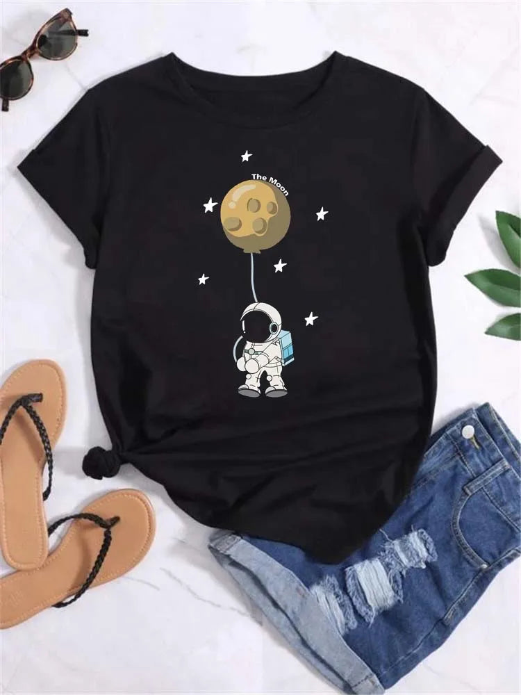 Moon Planet Print Tee Shirt